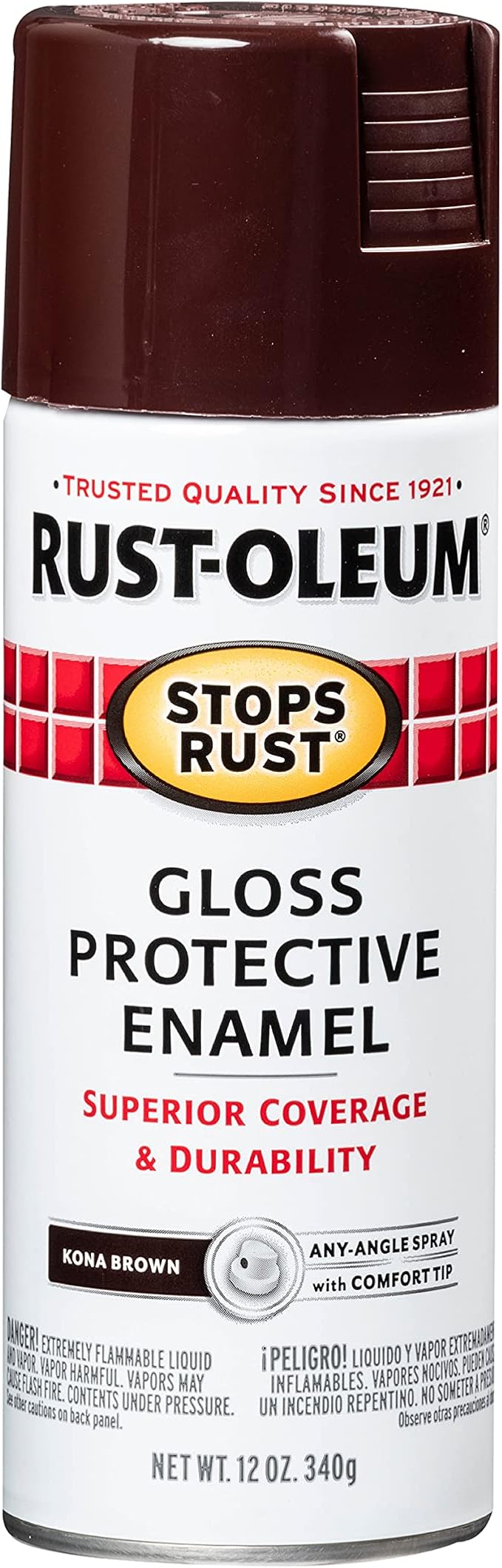 Rust-Oleum 267112 Stops Rust Spray Paint, 12 oz, Gloss Kona Brown