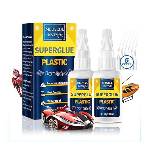 Plastic Glue 100g for Model, 3D Printing Repair, Legos & Miniatures, Fast-Setting Heavy Duty Plastic Adhesive for PLA, ABS, PVC, Acrylic, Car, Includes 6 Precision Micro-Tips, Super Glue for Plastic