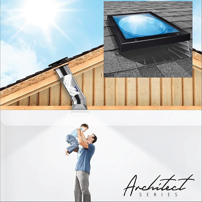 Solatube® 290 DS LP 14-inch Low-Profile Tubular Skylight Kit – Sleek Roof Integration for Kitchens, Garages & High Ceilings – High-Capacity Natural Daylighting Base Kit