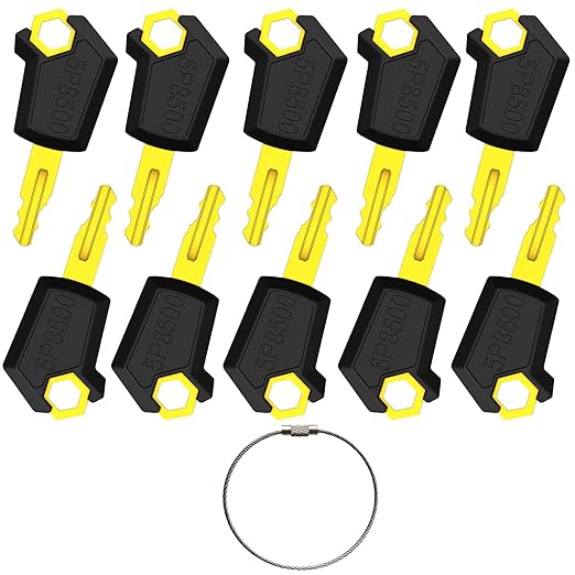 10Pcs CAT 5P8500 Ignition Switch Keys Equipment Key Set, Caterpillar Excavator Equipment Keys