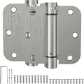 HOSOM Self Closing Door Hinges 3.5 Inch Brushed Nickel Spring Loaded Hinges Heavy Duty Adjustable Tension for Interior Door, UL Listed, 5/8'' Radius Corners, 2 Pack