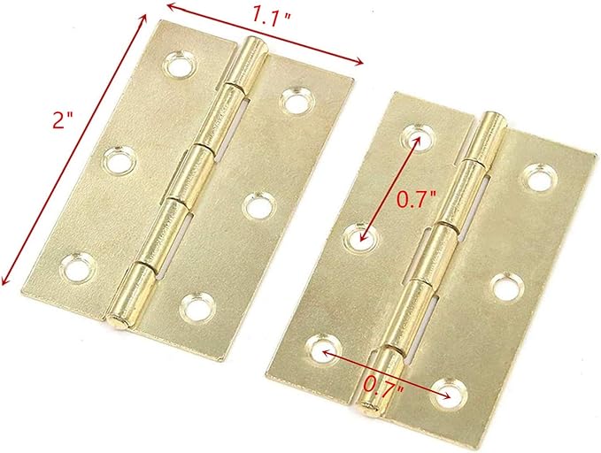 XMHF 2 Inch Butt Hinges for Cupboard Cabinet Home Furniture Hardware Door Folding Butt Hinge Golden Tone 12PCS
