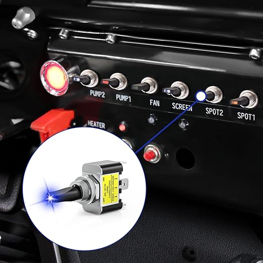 Nilight 2PCS Blue LED Toggle Switch 12V DC 30A 3 Pin On Off 2 Position Heavy Duty Rocker Switch with 14AWG Wire for Automotive Cars Trucks Boats Racing Cars Auto Boat