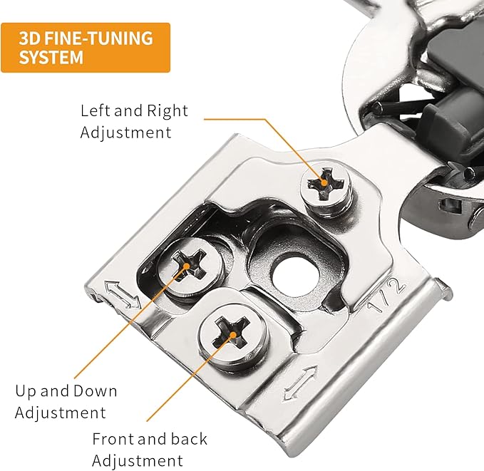 Chibery 20 Pack 1/2" Overlay 3D Soft Close Concealed Hinge for Face Frame Door, Smooth Slow Self Closing Hinges, Satin Nickel, Hidden 105° Open Angle Stainless Steel Hinge for Kitchen Cabinet Door
