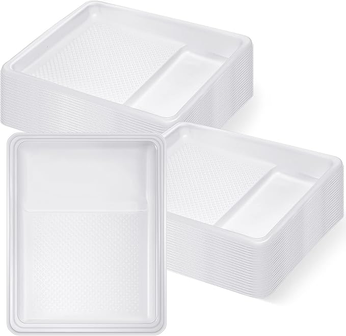 Geelin 40 Pcs 9 Inch Disposable Paint Tray Liner Heavy Duty Plastic Household Paint Pan Trays