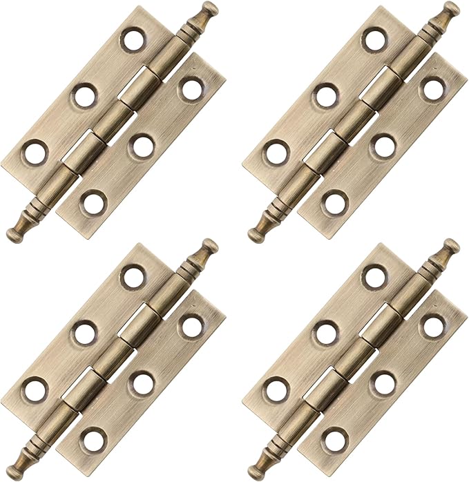 Quluxe 2" Door Hinges, Square Hinge, Antique Brass Hinges for Cabinet Doors Dresser Drawer Closet with Screws- Bronze (Pack of 4)