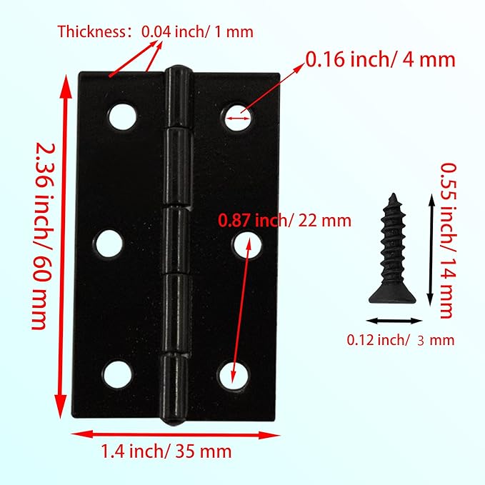 10 Pcs 2.5 Inch Black Door Hinge Cabinet Hinge, Reliable Black Ball Bearing Butt Hinges for Windows, Cabinets, and Outdoor Use, Includes Mounting Screws
