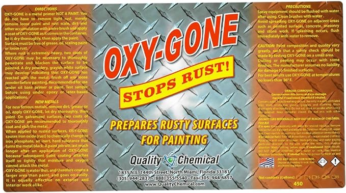 Quality Chemical Oxy-Gone Rust Remover and Metal Treatment - Rust Reformer, Rust Remover, Metal Rust Remover, Rust Neutralizer for Metal, Rust Converter, Remover, Rust Remover - 640 oz (Pack of 1)