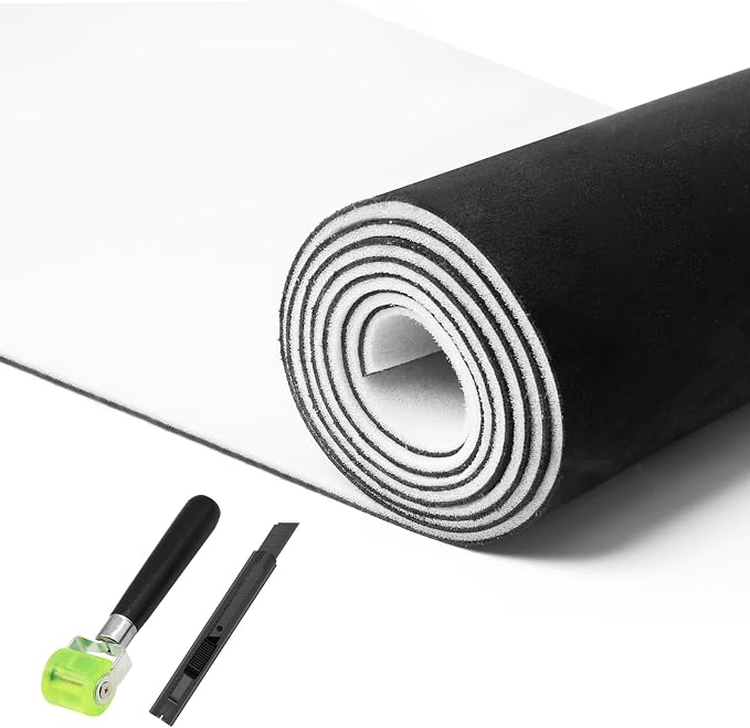 Storystore Foam Backed Suede Headliner Fabric, 98" L x 60" W Car Roof Liner | Black Suede Headliner Material for Cars, Trucks, Suvs, Boats, Rvs and Interior Restoration