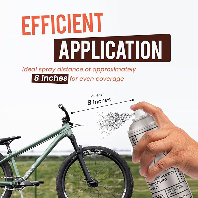 Spray.Bike Frame Builder's Smoothing Filler Spray Paint | Metal Repair Putty for Bike Painting & Repair | Easy Use, Durable, Requires Only 1 Coat | Bike Repair Tools | Gray Spray Putty, 400ml