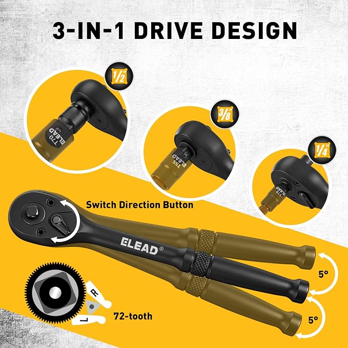 37-Piece Master Torx Bit Socket Set, 1/4", 3/8", 1/2" Drive Star & Tamper Proof T6-T70, T6H-T70H, Premium CR-V & S2 Alloy Steel, Ratchet Wrench, Sockets Adapter, High Torque for Automotive Mechanic