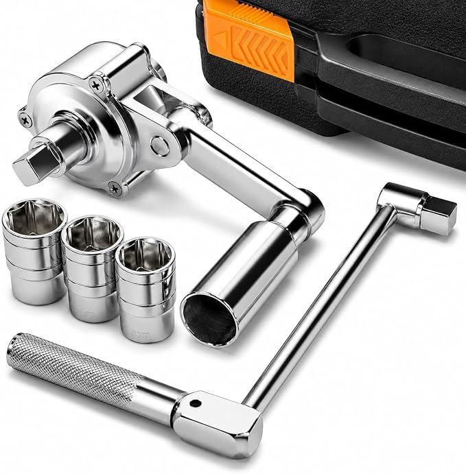 XtremepowerUS Torque Wrench Multiplier Lug Nut Labor Saving Wrench Remover Set (1/2" Driver) Wrench Lug Nut Remover 17mm, 19mm, 21mm Sockets w/Case
