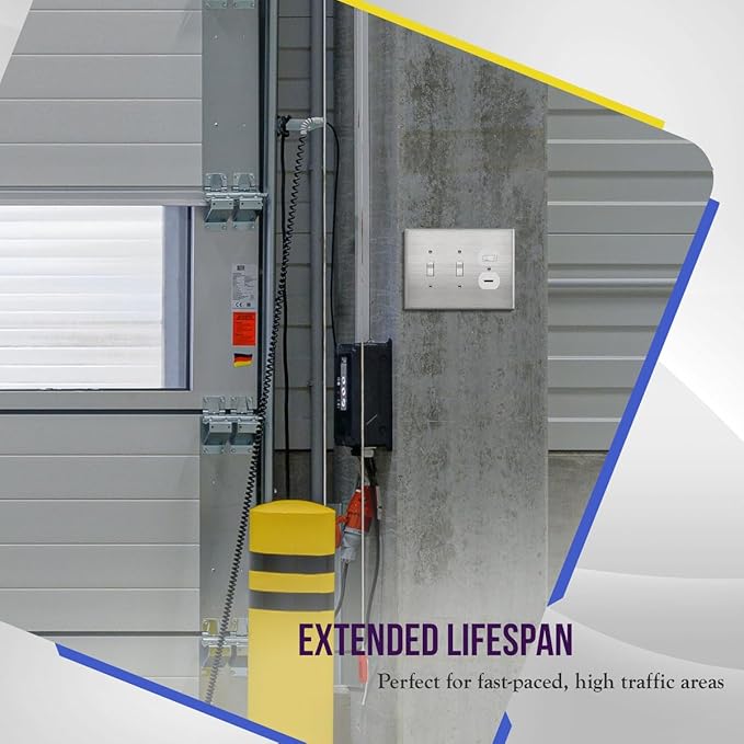 ENERLITES Combination Two Toggle/One Duplex Receptacle Metal Wall Plate, Oversize 3-Gang, 5.51” x 7.48”, UL Listed, 771221O, 430 Stainless Steel