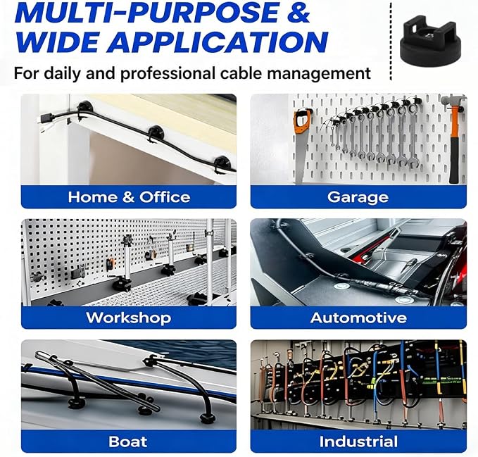 30 Pcs Magnetic Zip Tie Mounts with 300 Cable Ties Magnetic Cable Clips Magnet Cable Holder and Wire Holder for Cable Management Home Office Garage Marine Electrical Wiring (31mm)