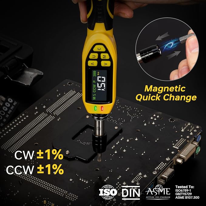 46-Pc Digital Torque Screwdriver, 3.5-70.8 in-lb, ±1% Precision Electronic Torque Screwdriver Set with Buzzer & LED, 1/4" Inch Pound Torque Driver with S2 Bits for Bike Repair & Scope Mounting