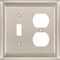 Henne Bery Sunken Pearls Heavy Duty Decorative Wall Plate Switch Plate Outlet Cover (Toggle/Duplex, Satin Nickel)