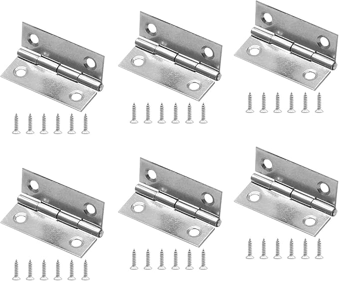 Piutouyar 6Pack Butt Hinge 2 Inch Mini Hinges 304 Stainless Steel Hinges Small Cabinet Hinges Folding Craft Hinges with Mounting Screws for Boxes Gate Drawer