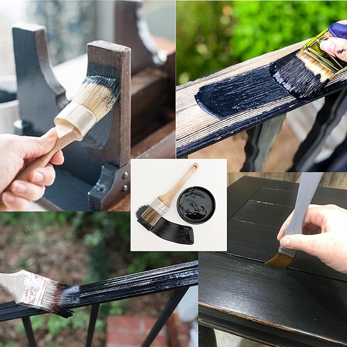 Non-Toxic Furniture Paint Vintage Chalk Paint for Wood/Metal/Glass, Indoor/Outdoor Use No Sanding & Primer Needed Matte Finish Cabinet Paint, Waterbased | Acrylic | Crafts for DIY Projects 4oz/118ml (Black)