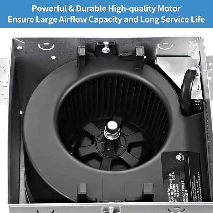 JOEAONZ Bathroom Exhaust Fan 110 CFM Very Quiet with Matel Housing, Ceiling Mount Ventilation Fan Large Air-flow Capacity, Energy-Saving Household Bath Vent Extractor, White Plastic Grille