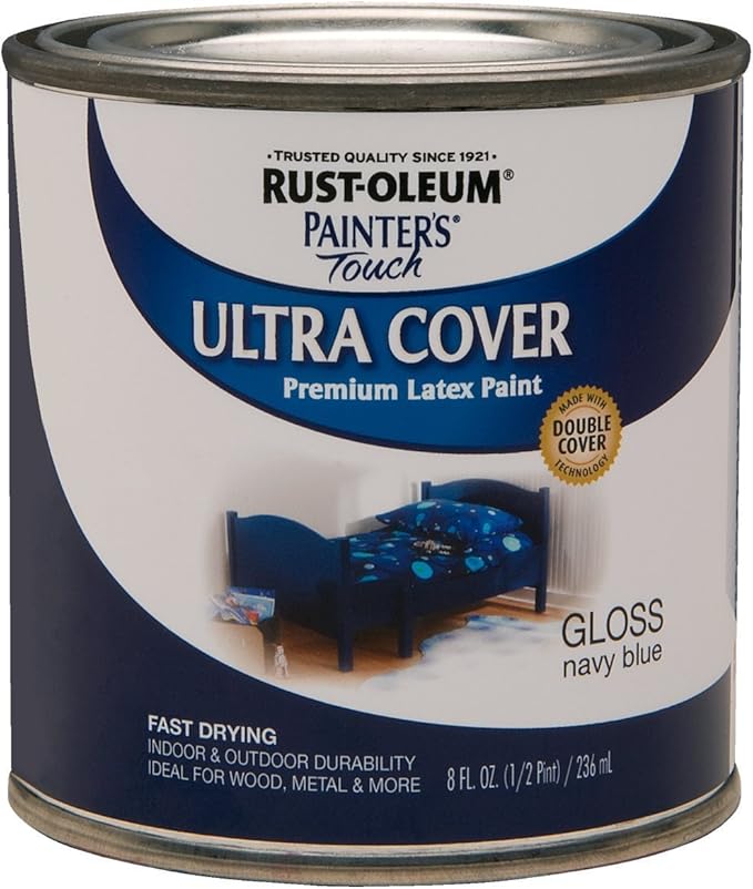 Rust-Oleum 1922730 Painter's Touch Brush Enamel Paint, Gloss Navy Blue 8 Fl Oz (Pack of 1)