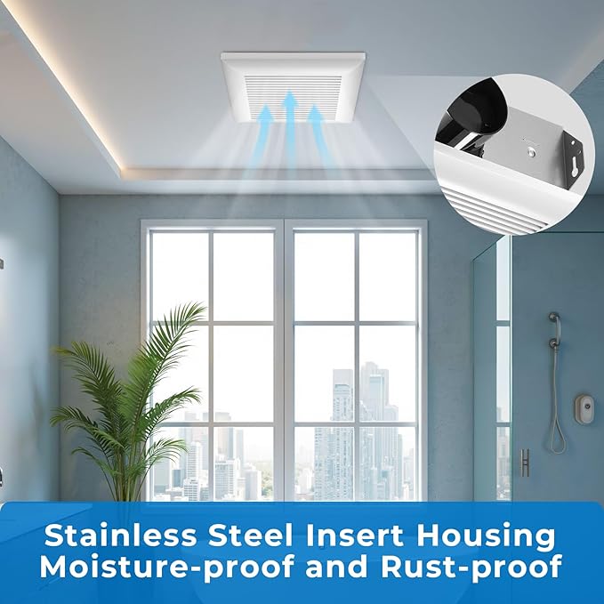 JOEAONZ Bathroom Exhaust Fan 80 CFM Very Quiet with Matel Housing, Ceiling Mount Ventilation Fan Large Air-flow Capacity, Energy-Saving Household Bath Vent Extractor, White Plastic Grille