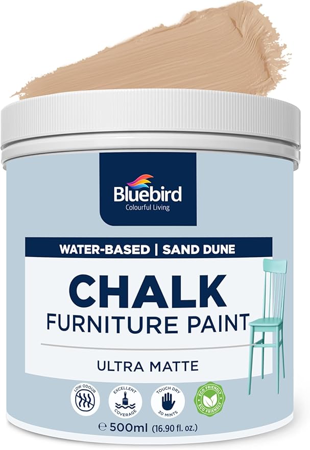 BLUEBIRD Chalk Furniture Paint - 500 ML / 16.9 fl oz for Furniture, Home Décor, Cabinets, and More (Sand Dune)
