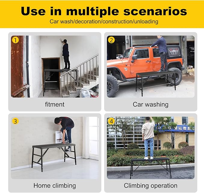 Scaffolding Platform 15.75"x59.05" Adjustable Work Platform Support 330 lbs Portable Scaffold 5 Gear Adjust Height 31 to 46 inches Folding Ladder Step Stool Non Slip