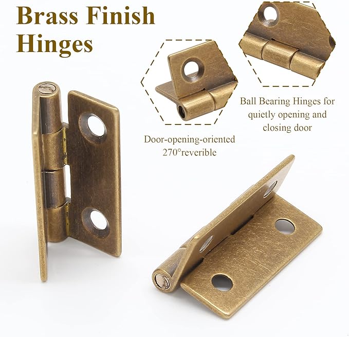 8pcs 1 Inch Brass Hinges, Mini Butt Hinges Cabinet Door Hinge, Box Hinge for Jewelry, Wooden Box, Small Cupboard Furniture (Bronze)