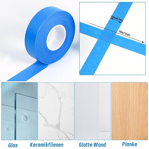 4 Rolls Blue Painters Tape, 1Inch x 55 Yards - Multi-Surface Masking Tape for Wall Painting & DIY Home Use
