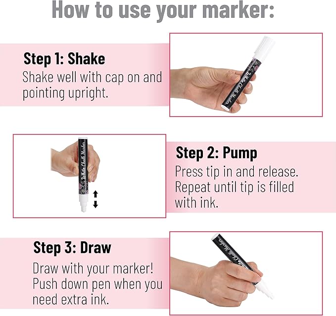 Mr. Pen- Liquid Chalk Marker Pen, 4 Pack, Assorted Size Tip, White Non-Toxic Odorless Chalk Markers, Reversible Chisel & Bullet Tip, Ideal for Non-Porous Chalkboards, Chalkboard Vinyl, Glass & Metal