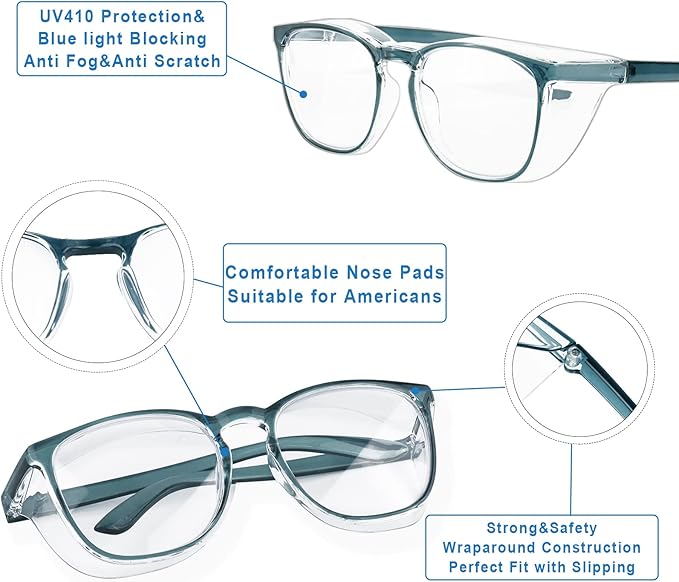 SQIMZAR Safety Glasses Goggles For Women Nurses Protective Eyewear,Anti Fog Safety Goggles
