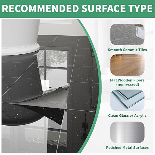 20-Pack 20 Sq.Ft Peel and Stick Floor Tiles Vinyl Glossy Pattern Flooring, 12” x 12” Self Adhesive Vinyl Flooring DIY for Kitchen, Bathroom, Laundry, Polish Black Galaxy Marble