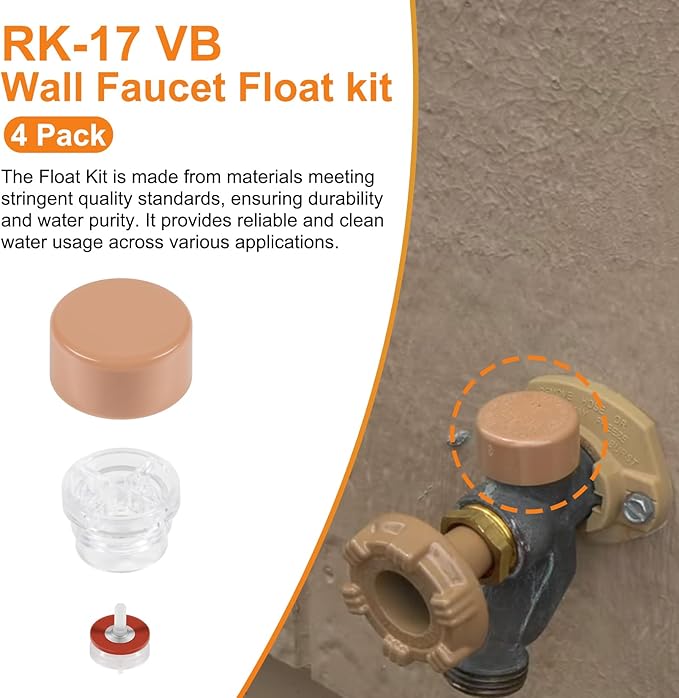 youour RK-17VB Vacuum Breaker Float Kit, Freezeless Anti-Siphon Wall Faucet Repair Kit, Anti Siphon Valve Repair Kit, Compatible with Woodford Model 17 (4 Pack)