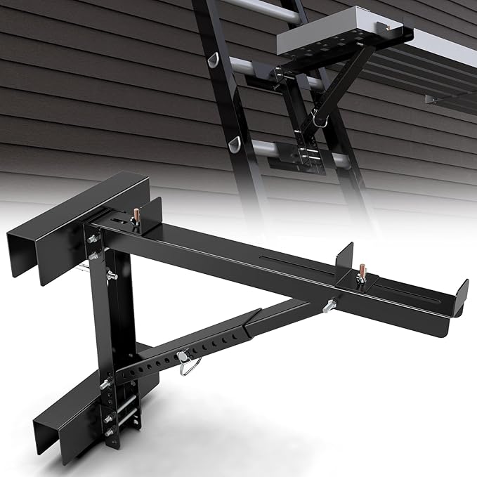 New Upgraded Adjustable Ladder Jacks 2 Pack for Scaffolding Platform, Two-Rung Short Body Extension Ladder Jack Scaffold Bracket, Black Ladder Platform Accessories, Ladder Jack Part for Working Stage