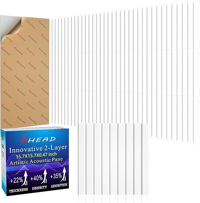 BSHEAD 8 Pack Large Soundproof Wall Panels, 15.7 x 15.7 x 0.47 in Sound Proof Foam Panels for Walls, 1.2lb/ft³ High Density, Thicker 0.47in, Acoustic Panels, Sound Dampening Panels White