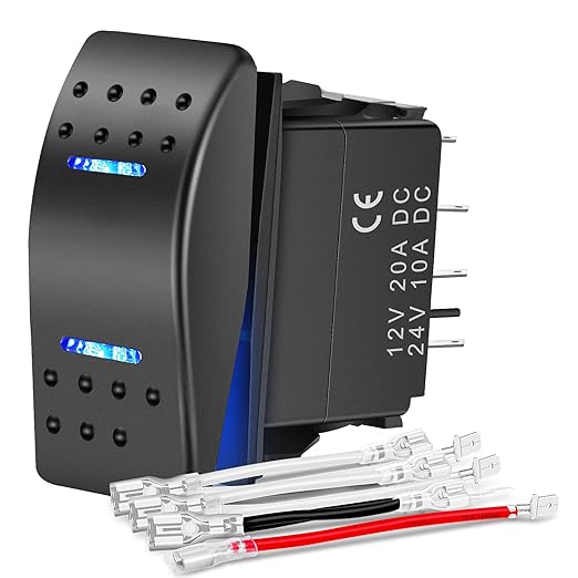 Nilight Momentary Rocker Switch (ON)-Off-(ON) Toggle Switches DPDT 7Pin 12V 24V on Off on LED Switch for Cars Trucks Caravans Boats Winch Pump with Jumper Wire