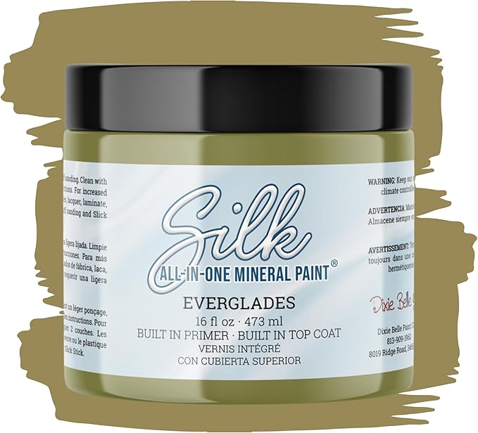 Dixie Belle Silk All-in-One Mineral Paint - Everglades (16oz) - All-in-One Water Based Primer + Topcoat - Durable Furniture Paint - Low Reflective Finish