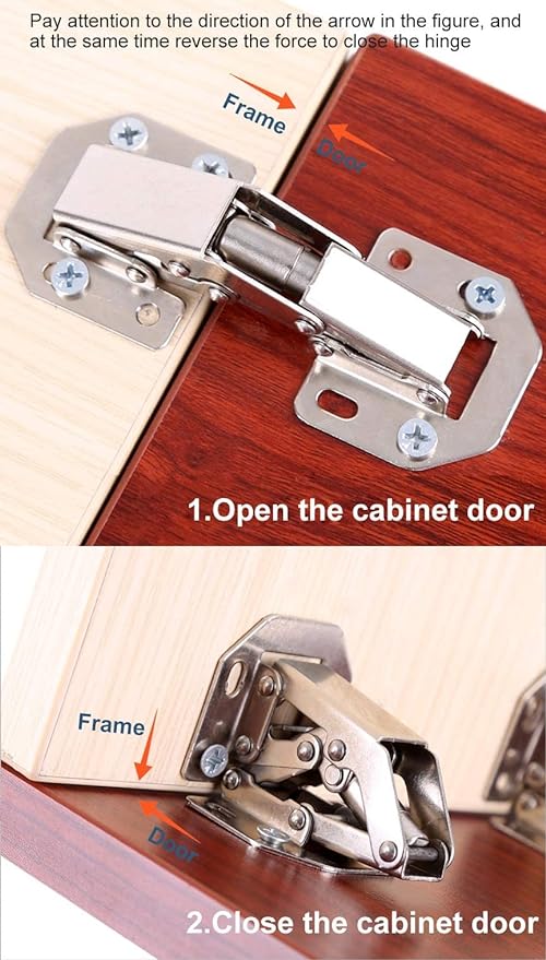 8-Pack Hidden Hinges for Cabinet Doors Frameless, Concealed Cabinet Hinges, 90 Degree Flush Mount Hinges