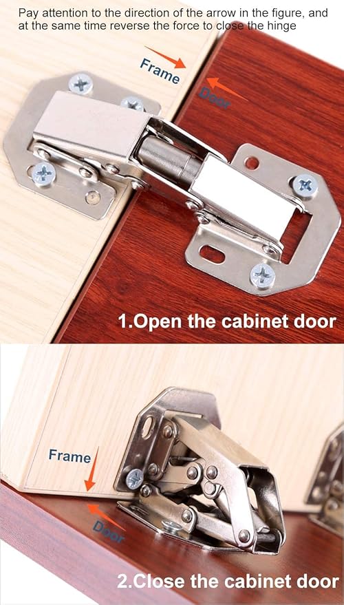 4-Pack Hidden Hinges for Cabinet Doors Frameless, Concealed Cabinet Hinges, 90 Degree Surface Mount Hinges