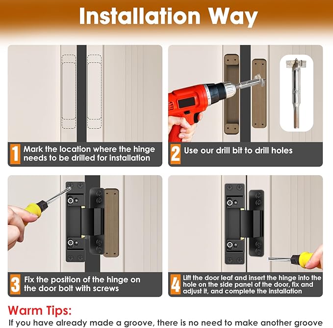 4.5" Hidden Door Hinge/Concealed Hinges,Invisible Hinges,Invisible Door Silent Door Hinge 110 Degree Swing Hinge 2-Way Adjustable Butt Hinge 4.5 x 2 x 1 (2, White)