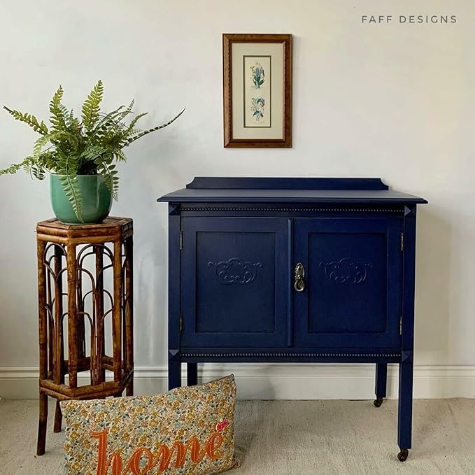 Dixie Belle Silk All-in-One Mineral Paint - Nautical (4oz) - Navy Blue Water Based Built-In Primer + Topcoat for Wood + Metal - Durable Furniture Paint - Low Reflective Finish