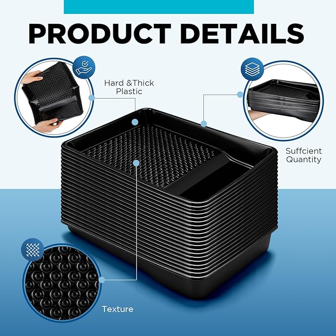 Geelin 40 Pcs 9 Inch Disposable Paint Tray Liner Heavy Duty Plastic Household Paint Pan Trays(Dots, Black)