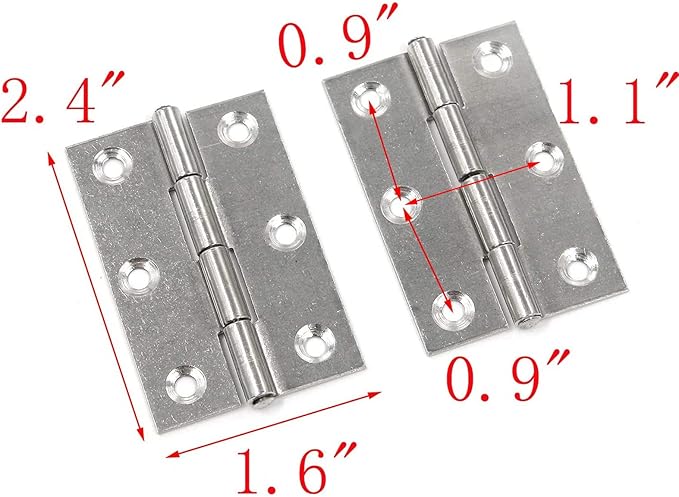 MY MIRONEY Folding Butt Hinge 2-3/8" Stainless Steel Home Furniture Hardware Door and Window Hinge with Screws Pack of 12
