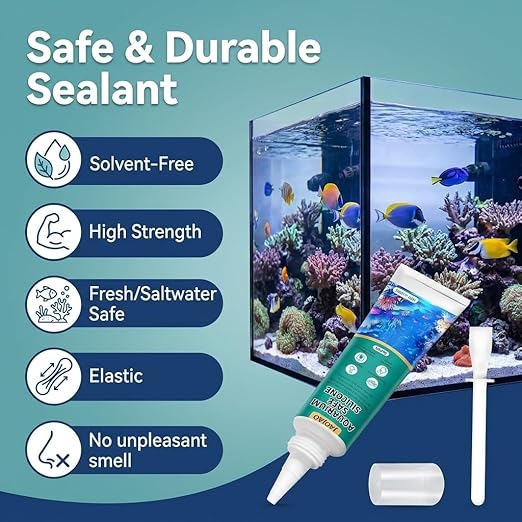 JAOJAO Black Aquarium Silicone, Aquarium Safe Silicone Sealing Waterproofing Strong Adhesion Fish-Safe Fast Curing Good Flexibility Underwater Bonding for Fish Tank Pools, 120ml