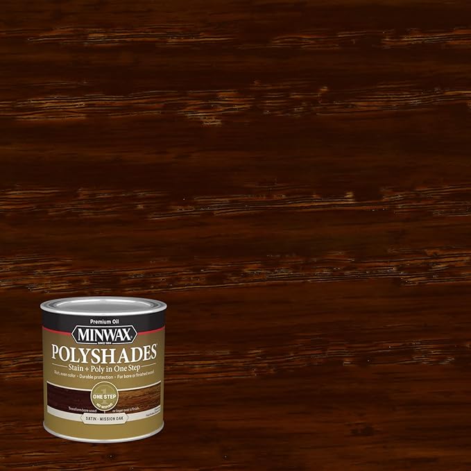 Minwax PolyShades Wood Stain + Polyurethane Finish – ½ Pint, Mission Oak, Satin