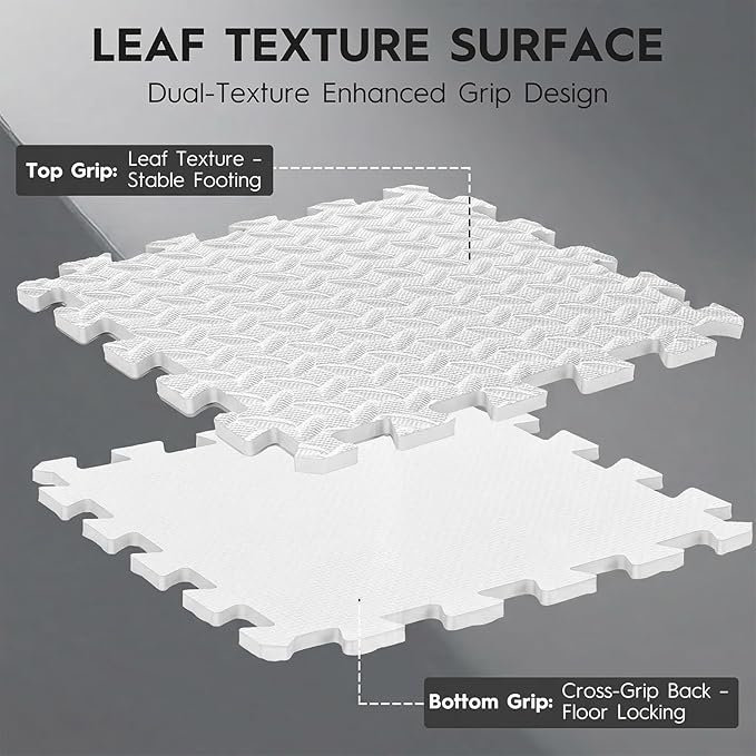 18 Tiles Puzzle Exercise Mat, EVA Interlocking Foam Floor Tiles, Non-Slip, Protective, Water-Resistant Flooring for Home Gym & Workout Equipment, 12.6" x 12.6" x 0.4", 18 Sq Ft