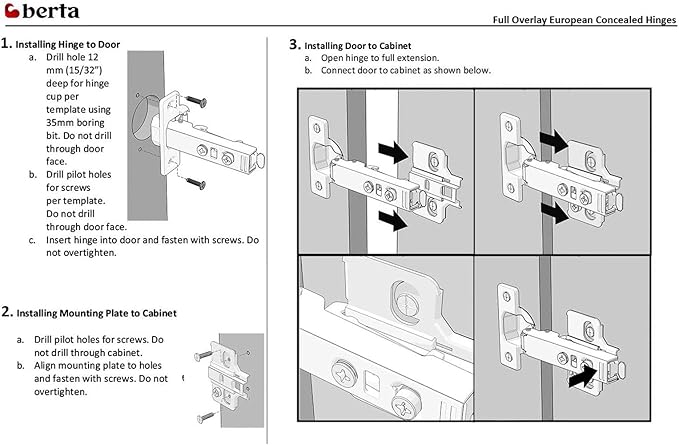 Berta 40-Pack Full Overlay Frameless Soft-Close European Hinges, 110° 3D Adjustable, Clip-On Concealed Kitchen Cabinet Door Hinges with Screws - Ideal for Modern Cabinets