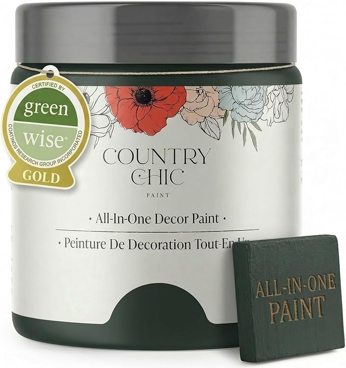 Country Chic All-in-One Chalk Paint for Furniture, Cabinets, Home Decor, Crafts, Eco-Friendly, Matte Finish, Built-In Primer & Top Coat for Wood, Metal - Envious (green) Sample (4 oz)