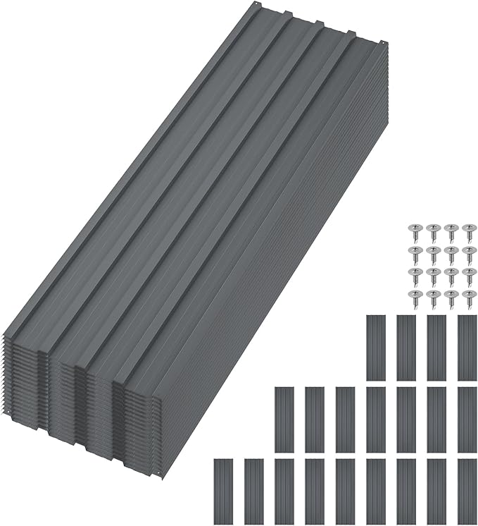 GarveeLife 20Pcs Metal Roofing Panels for Carport, Heavy Duty Metal Carport Kits, Galvanized Steel Corrugated Panels, for Patio Outdoor Garden, 60.63 in x 16.8 in