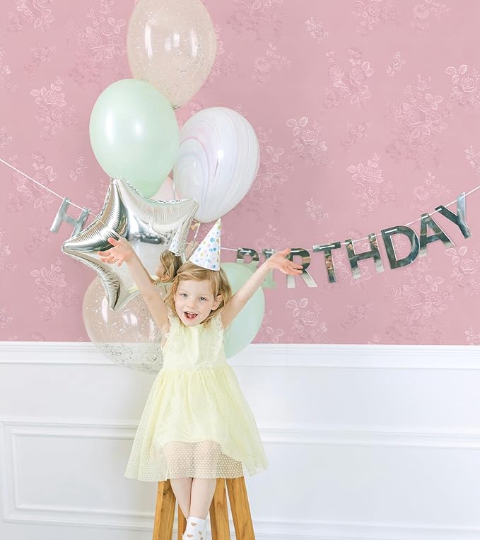 Silk Pink Peel and Stick Wallpaper Embossed Floral 393in 17.7in | Textured Vinyl Wallpaper,Self Adhesive Removable,Perfect for Bedroom Girls Kids Room,Gift Paper,Easy to Use
